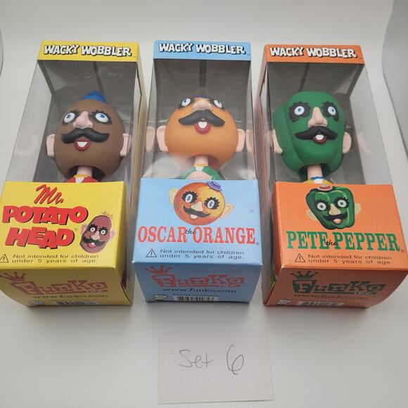 Funko Wacky Wobbler 2002 Mr Potato Head Pals Oscar the Orange Pete Pepper Set - Picture 11 of 11